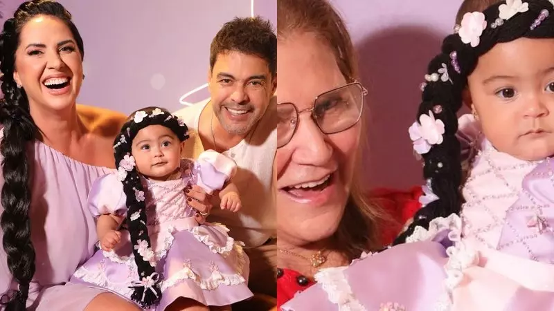 Mãe de Zezé Di Camargo marca presença no mesversário da neta